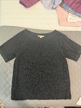 Banana Republic Black Lace Short Sleeve Top